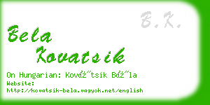 bela kovatsik business card